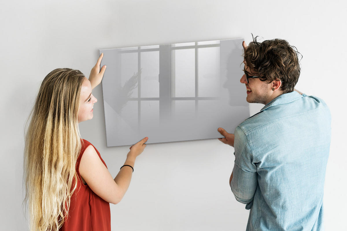 MAGNETTAFEL 90x60 Hellgrau schwarzer Marker - Hellgrau, Glas (90/0.4/60cm) - TULUP