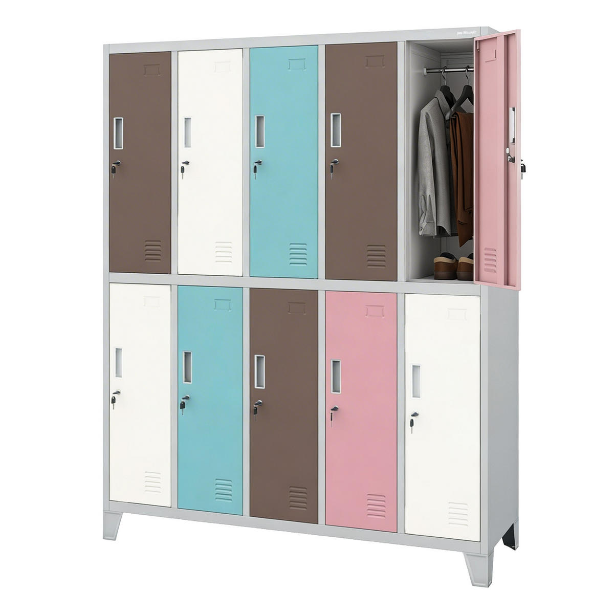 SCHLIESSFACHSCHRANK Bartek - Pink/Braun, Metall (136/172/45cm) - Jan Nowak