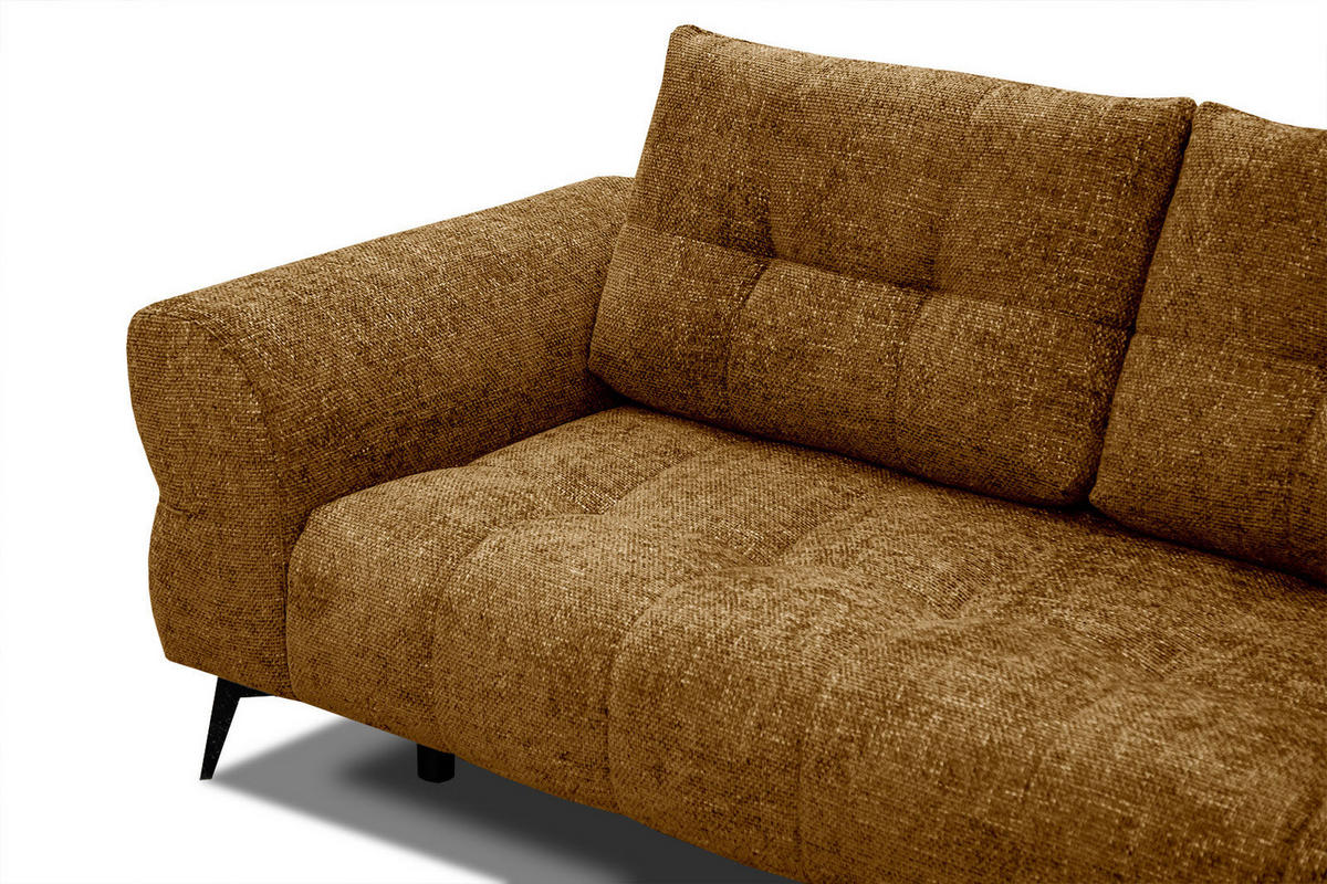 ECKSOFA SALVINI 5-Sitzer, dunkelgelb - Dunkelgelb/Schwarz, Holzwerkstoff/Textil (292/158cm) - Courtois Laville