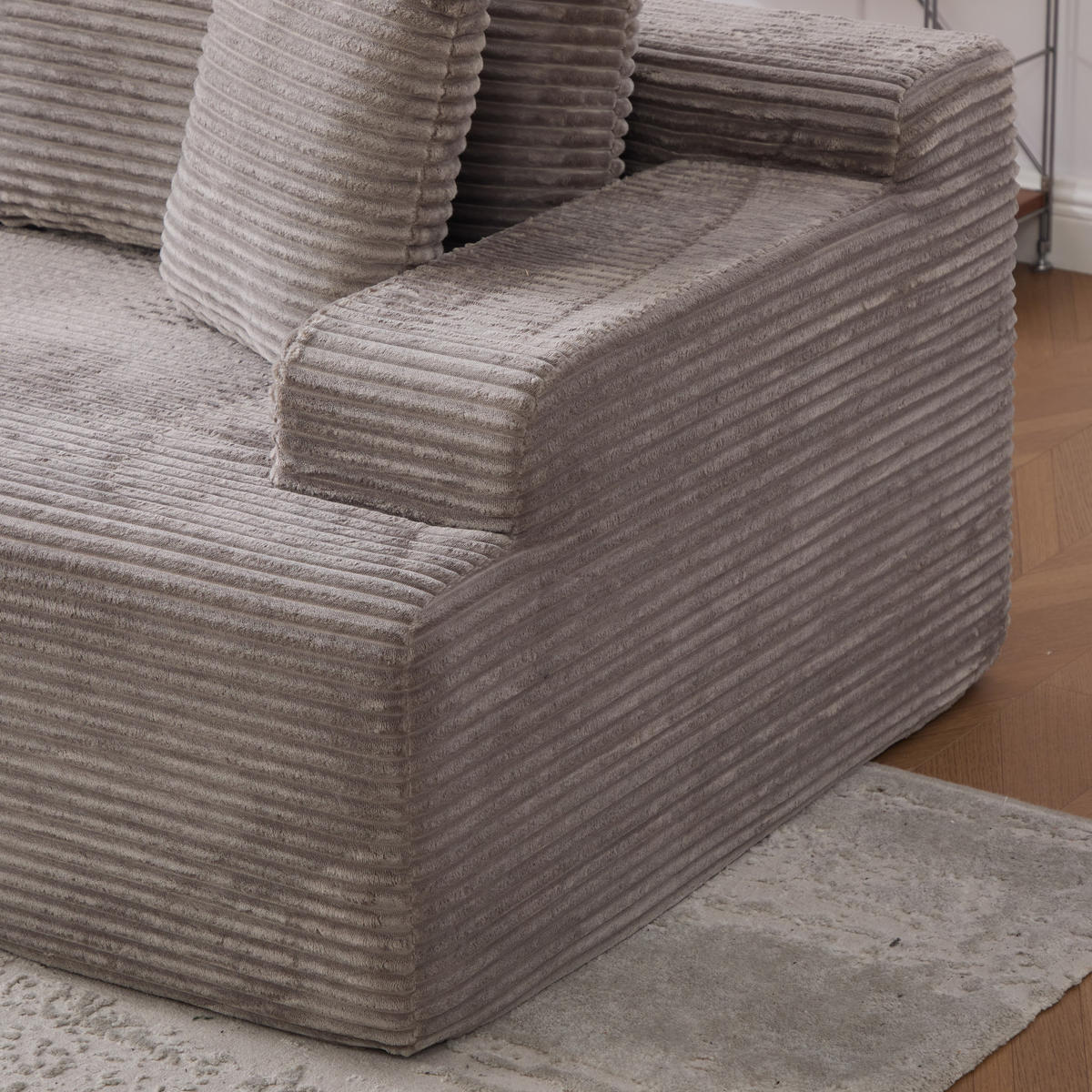 ECKSOFA 272/174/74.5 cm Grau mit 30D hochelastischem Schaumstoff und rutschfestem Boden - Grau, Textil (174/74.5/272cm) - Oxeza