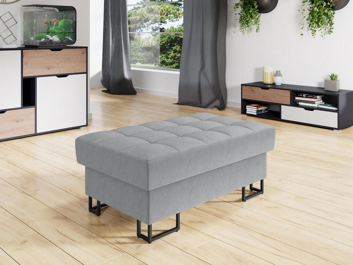 POLSTERHOCKER Laris - Kaschmir/Schwarz, Holz/Textil (106/44/67cm) - MIRJAN24