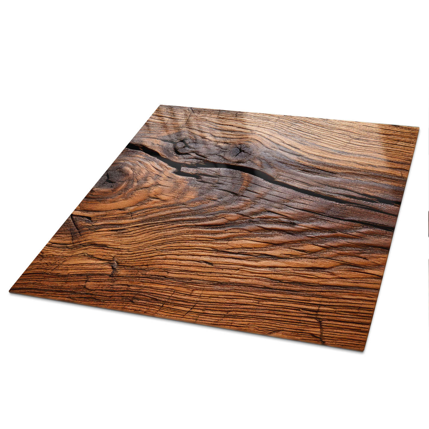 TISCHPLATTE 50x50 cm – Holzstruktur - Rot, Glas (50/50/0.4cm) - Wallfluent