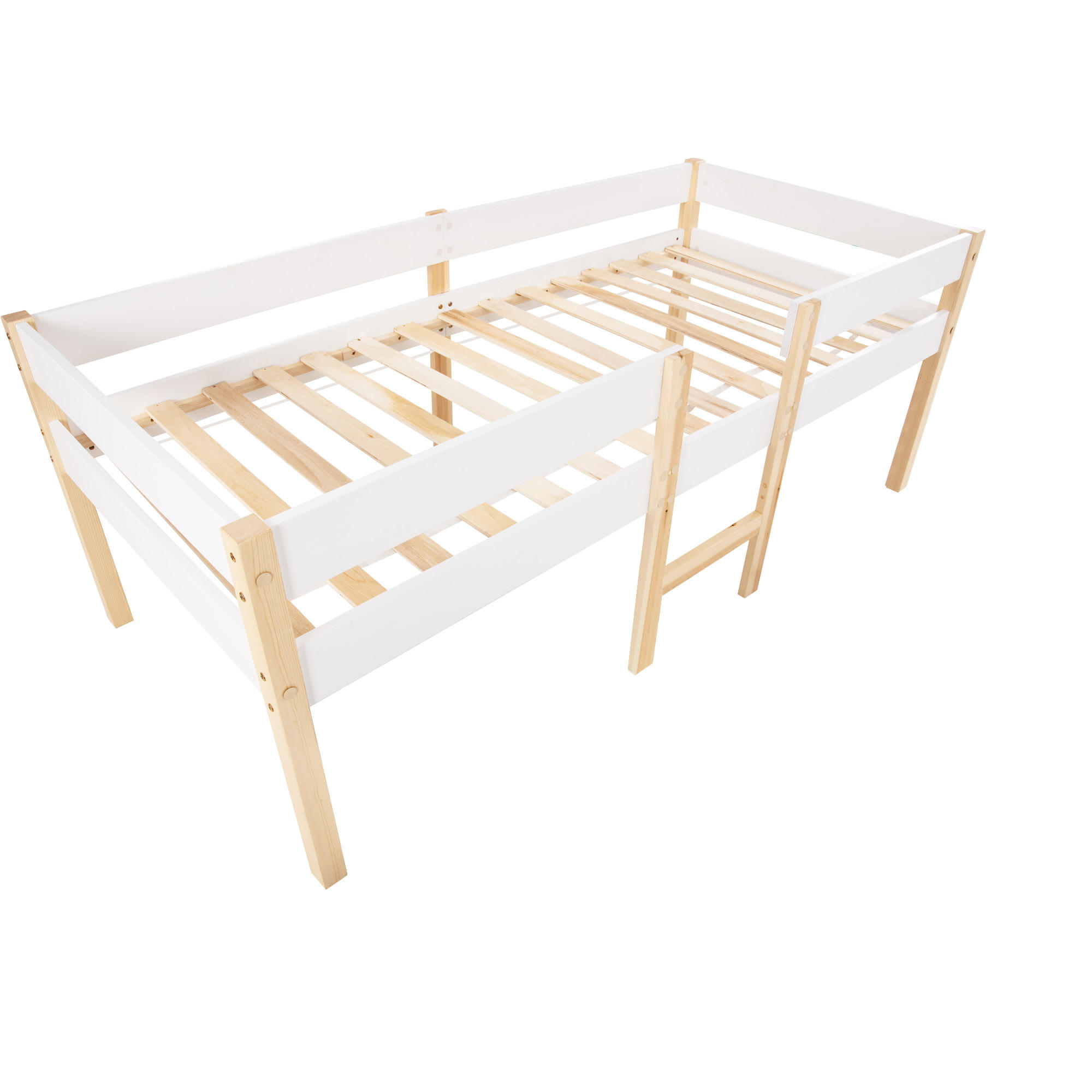 KINDERBETT 90/200 cm DE-03896, mit Rausfallschutz und Leiter, in Weiß/Eiche - Weiß, Holz (90/200cm) - ComfortXL
