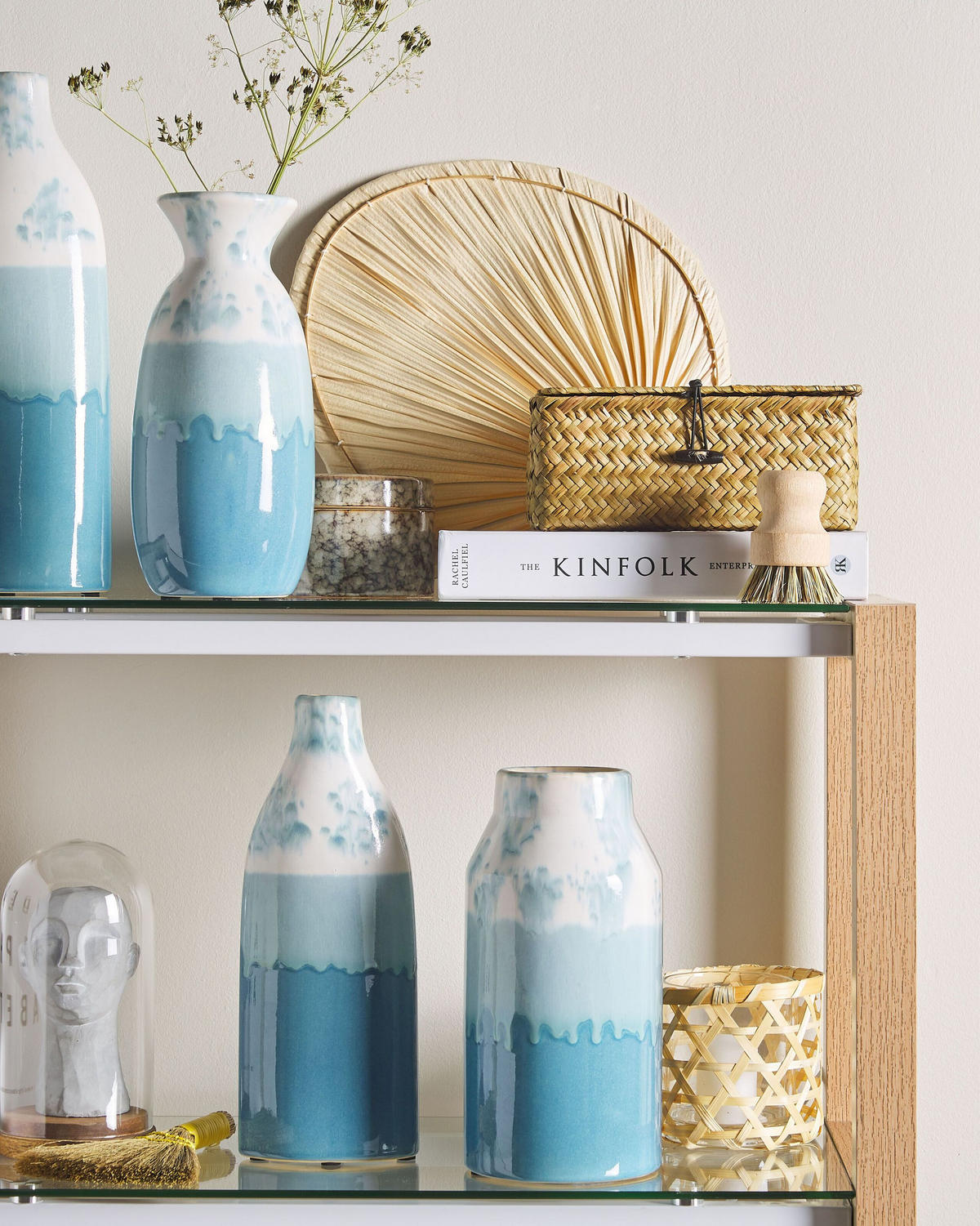 BLUMENVASE Steinzeug blau Callipolis - Blau, Stein (30cm) - Beliani