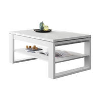 COUCHTISCH rechteckig Weiß matt aufklappbar 110/65/50 cm - Weiß, Holzwerkstoff (65/110/50cm) - designimpex