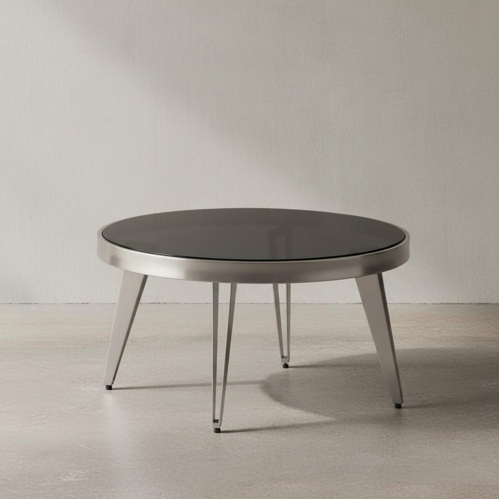 COUCHTISCH Rund in Silber aus Glas und Metall, Modernes Design, 60x60x33cm - Silberfarben, Glas/Metall (60/60/33cm) - KADIMA DESIGN