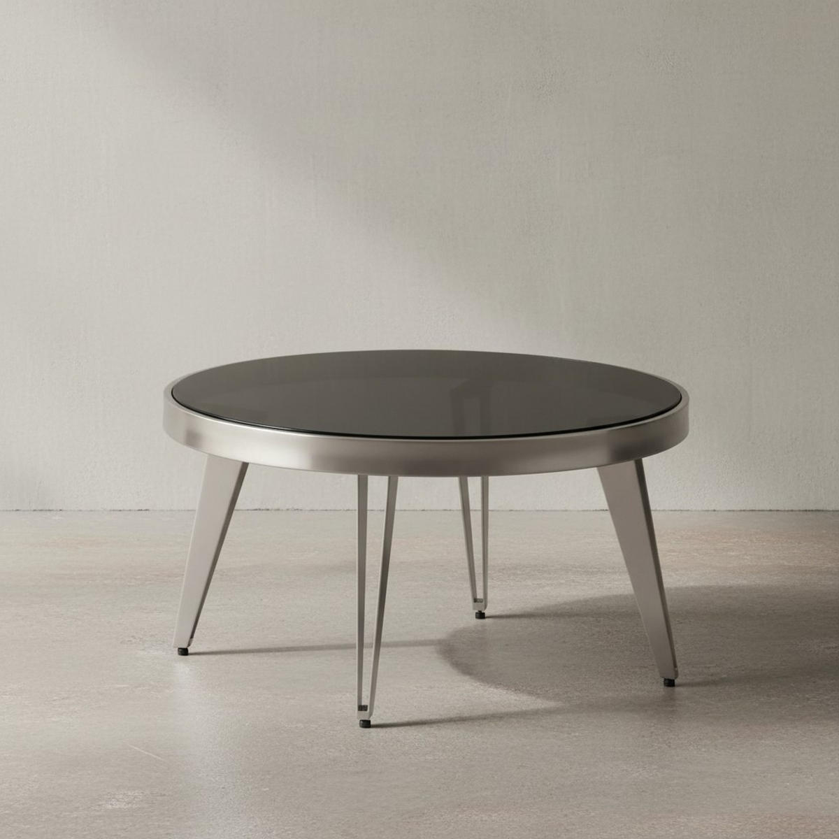 COUCHTISCH Rund in Silber aus Glas und Metall, Modernes Design, 60x60x33cm - Silberfarben, Glas/Metall (60/60/33cm) - KADIMA DESIGN