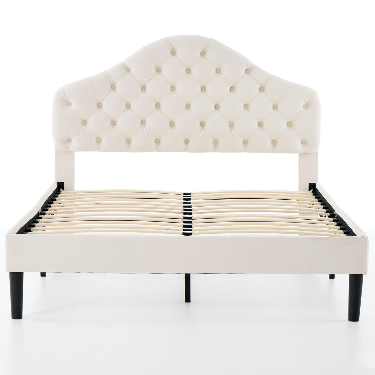 POLSTERBETT 140/200 cm DE-32939 mit verstellbarem Kopfteil Beige - Beige, Metall (140/200cm) - ComfortXL