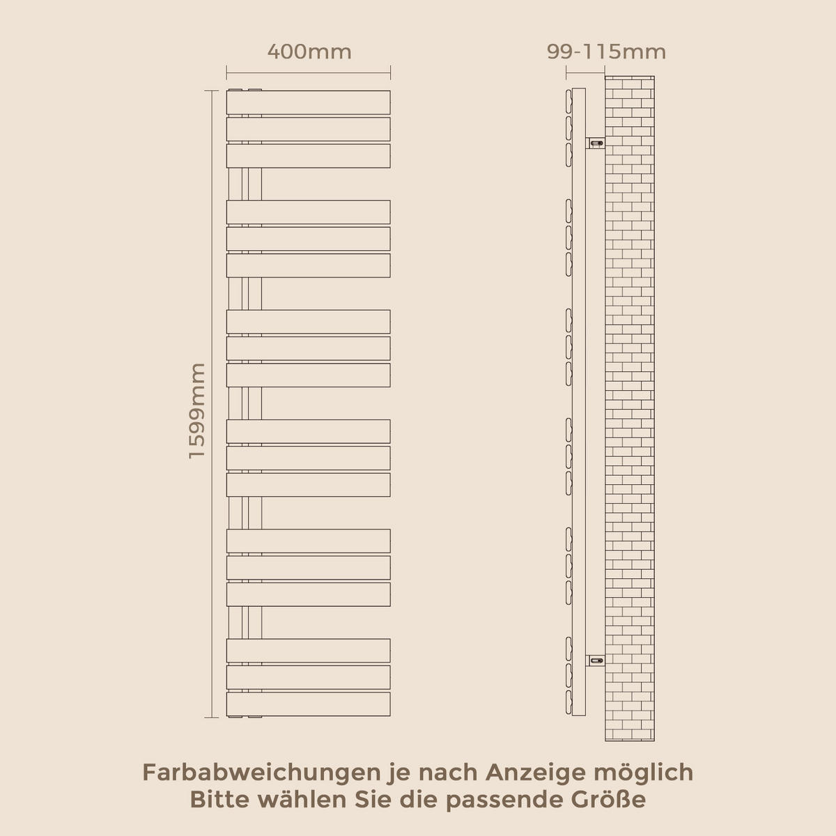 HEIZKÖRPER 159,9/40 cm Anthrazit Warmwasser aus Stahl 718 W mit Mittelanschluss G1/2" - Anthrazit, Metall (40/159.9/5.9cm) - S'AFIELINA