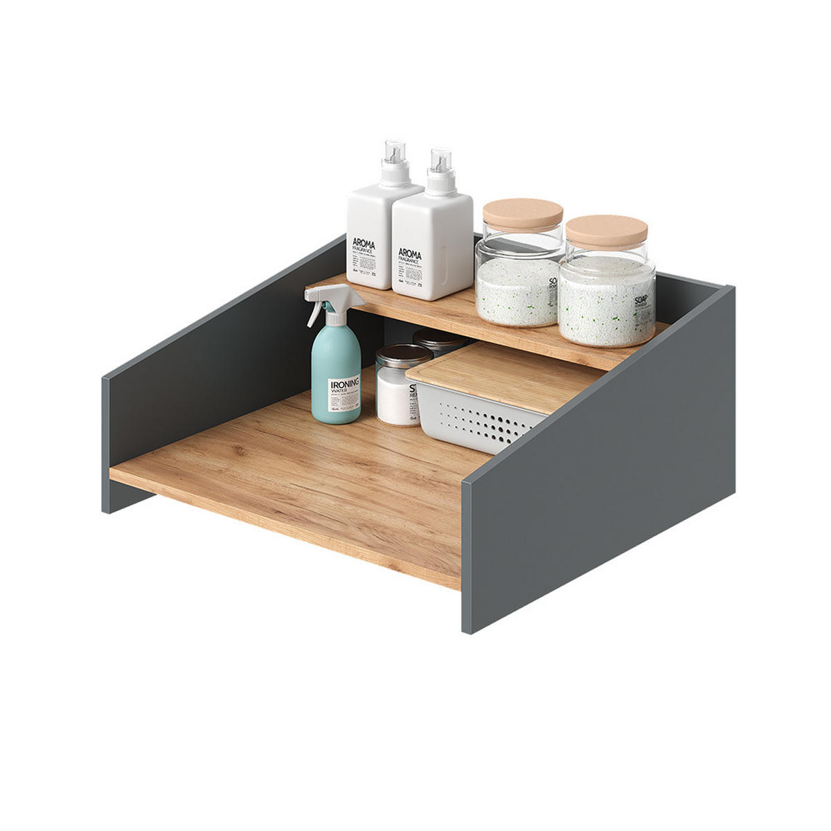 AUFSATZREGAL Viktor, Goldkraft Eiche/Anthrazit, 65.6 x 30 cm - Honigeiche/Anthrazit, Holzwerkstoff (65.6/30/62.4cm) - Vicco