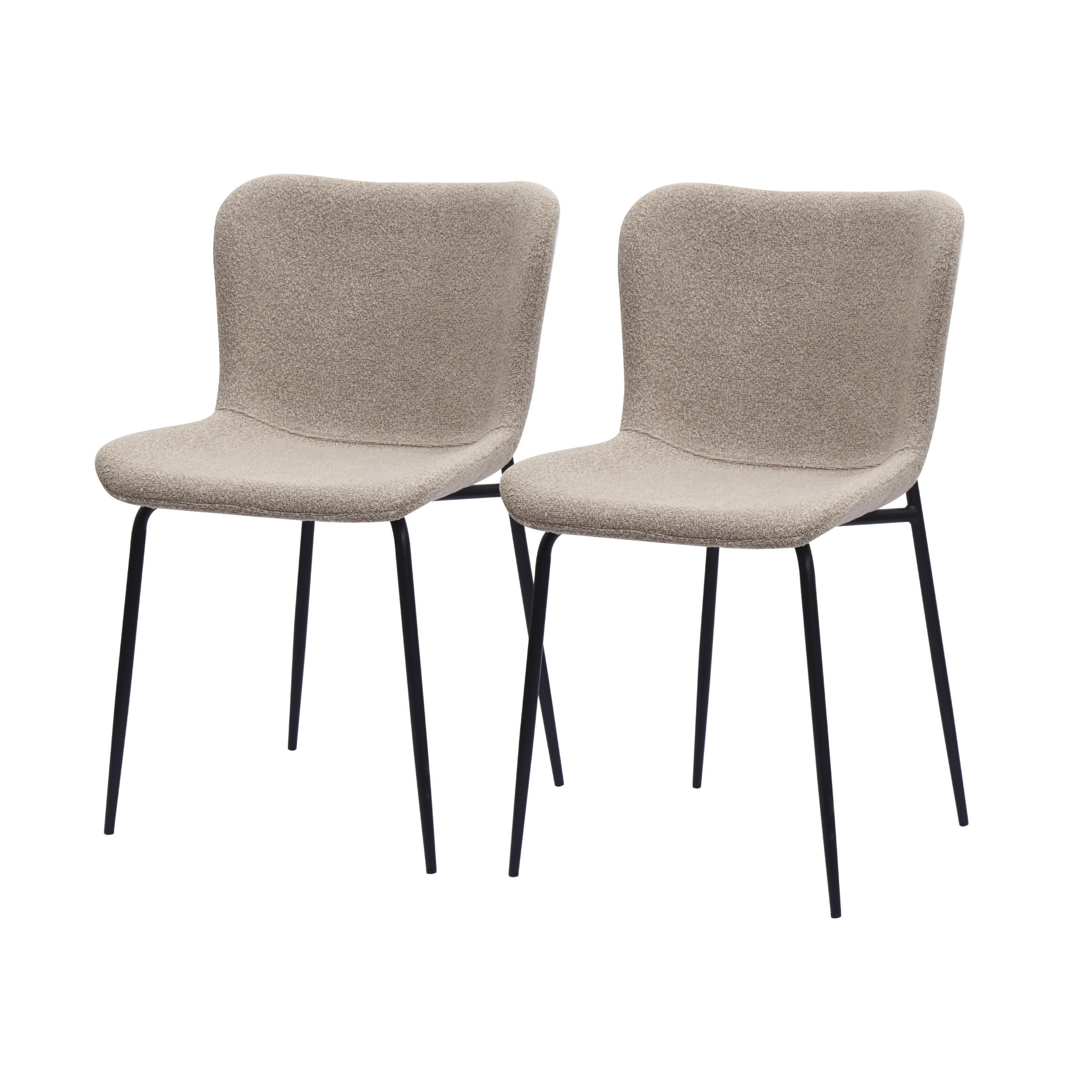 STUHL-SET DE-36869 2 Stück mit Stoffbezug und Metallbeinen Khaki - Sandfarben, Metall (48/80/55cm) - ComfortXL