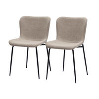 STUHL-SET DE-36869 2 Stück mit Stoffbezug und Metallbeinen Khaki - Sandfarben, Metall (48/80/55cm) - ComfortXL