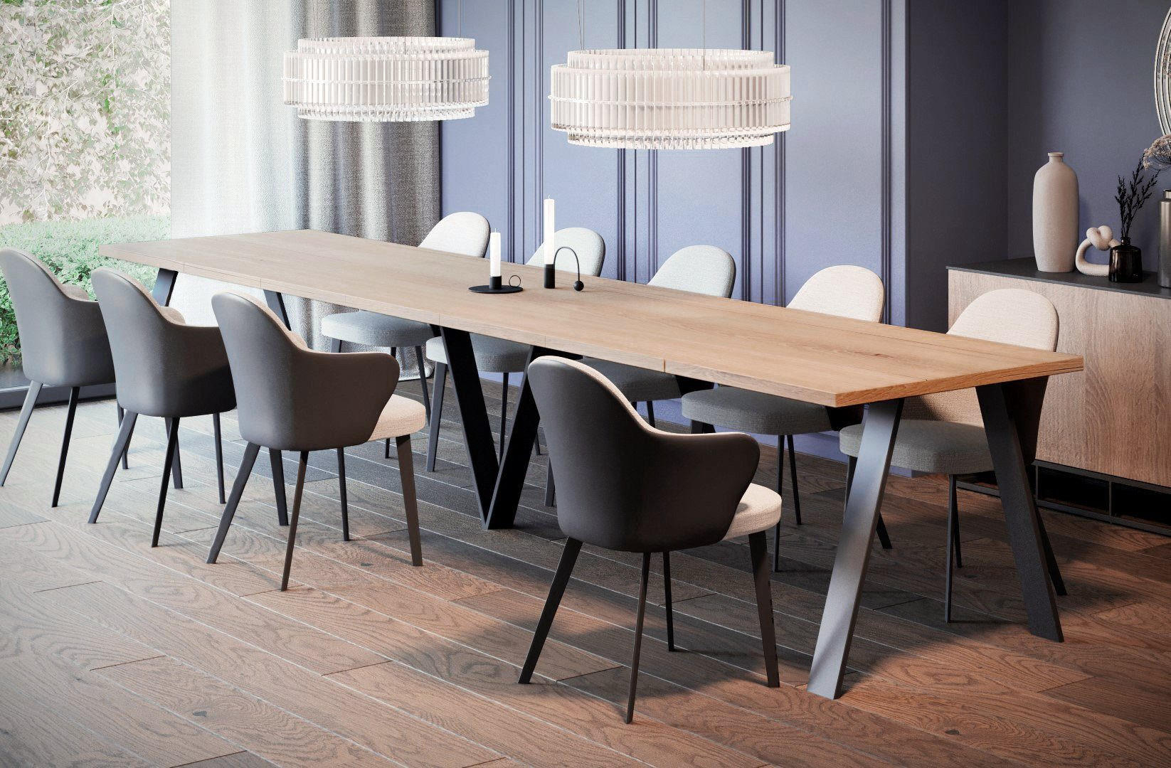 ESSTISCH XXL Lungo ausziehbar 130-405/90/75 cm - Eichefarben, Holzwerkstoff (130/90/75cm) - Endo-Moebel