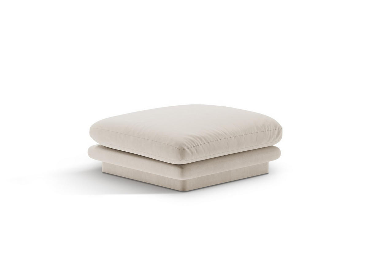 POUF Torino aus Samt ecru - Ecru, Textil (80/41/80cm) - Micadoni