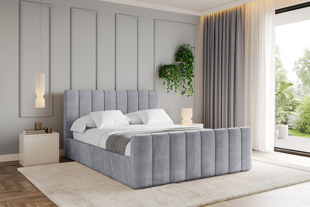 POLSTERBETT mit Bettkasten, Fußteil und Lattenrost, Boxbett ohne Matratze - STERA-Z 180x200 Hellgrau - Hellgrau, Holzwerkstoff/Textil (180/200cm) - ALTDECOR