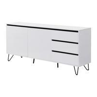 SIDEBOARD mit 2 Türen & 3 Schubladen - MDF & Stahl - Weiß & Schwarz - ABUJA - Weiß, Holz (180/80/40cm) - Vente-Unique