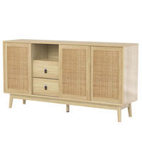 KOMMODE aus MDF & Spanplatte 155x38x80cm in Naturfarben mit Schiebetüren - Naturfarben, Holzwerkstoff (155/80/38cm) - Modfu