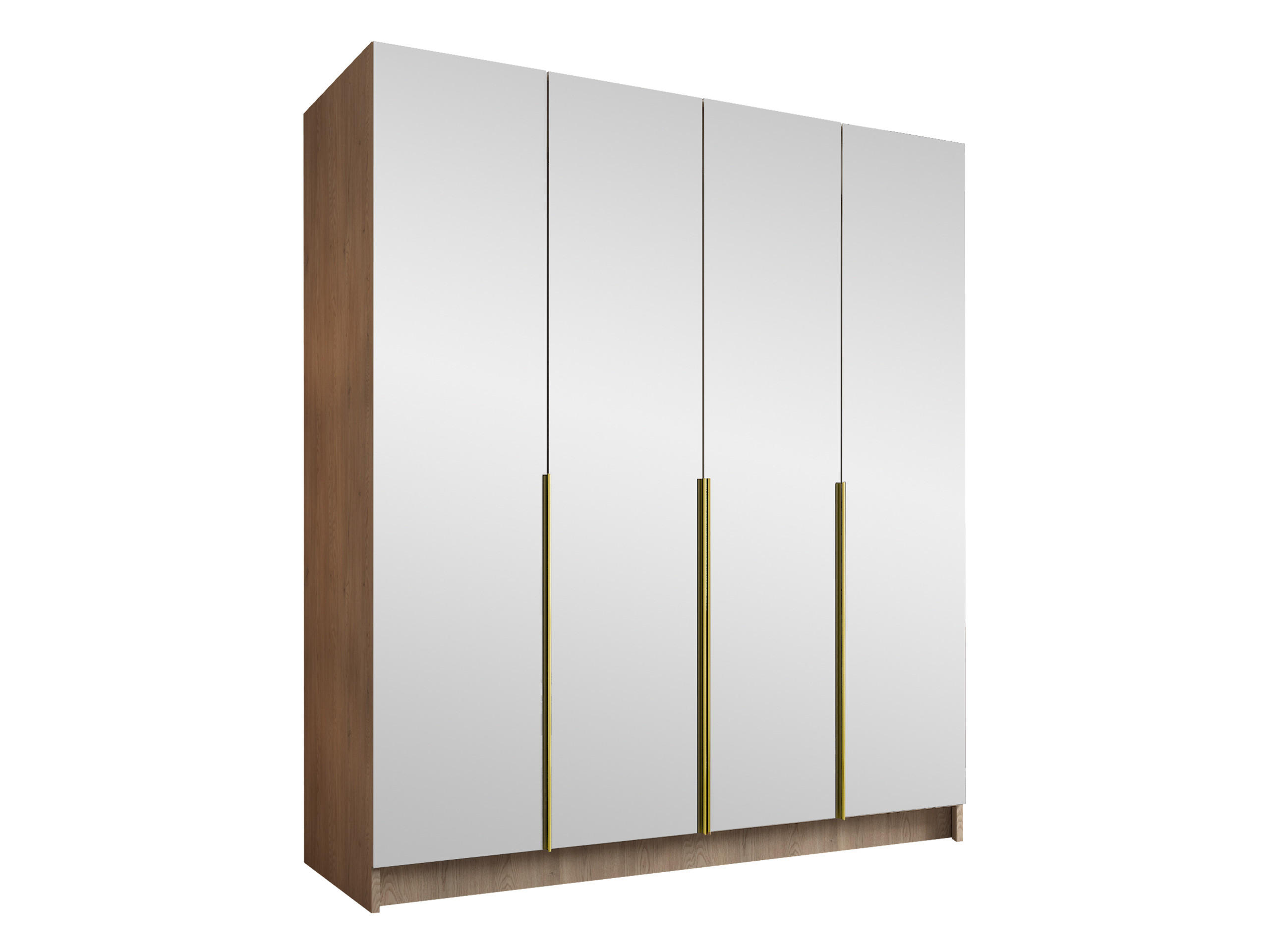 KLEIDERSCHRANK Santi III - Eichefarben/Goldfarben, Holzwerkstoff/Metall (200/215/58cm) - MIRJAN24