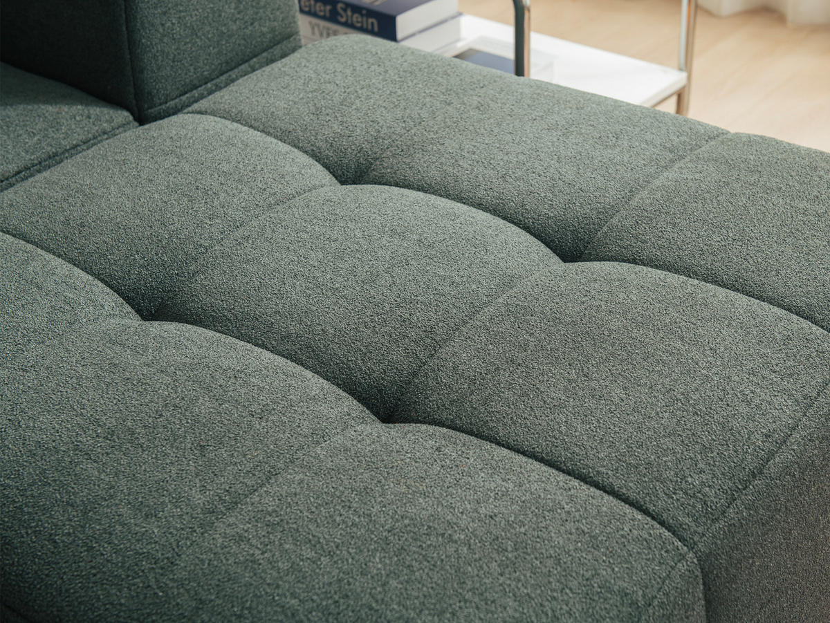 WOHNLANDSCHAFT Bouclé-Stoff Waldgrün - Waldgrün, Textil (340/73/190cm) - MILYsofa