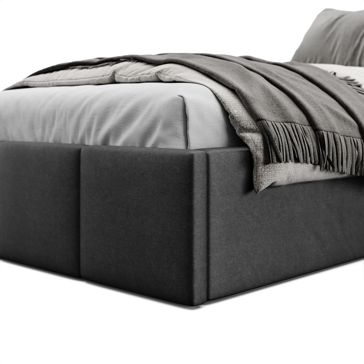 POLSTERBETT für Schlafzimmer Bett mit Stauraum Schwarz 90x200cm - Schwarz, Holzwerkstoff/Textil (90/200cm) - Muralo