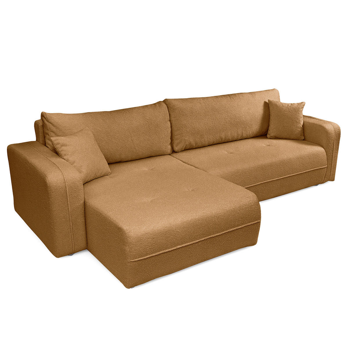 ECKSOFA mit Schlaffunktion - 272 cm - Beige/Schwarz, Kunststoff/Textil (272/145cm) - home24