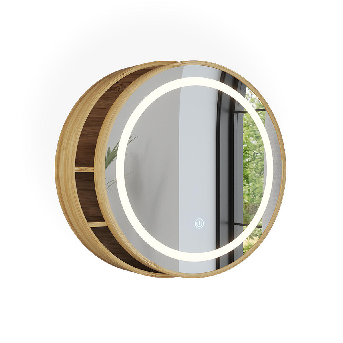 KOUPELNOVÁ ZRCADLOVÁ SKŘÍŇKA Silva Bambus 50 x 50 cm s 5 úložnými prostory - zelená barva, sklo (50/50/13cm) - Vicco