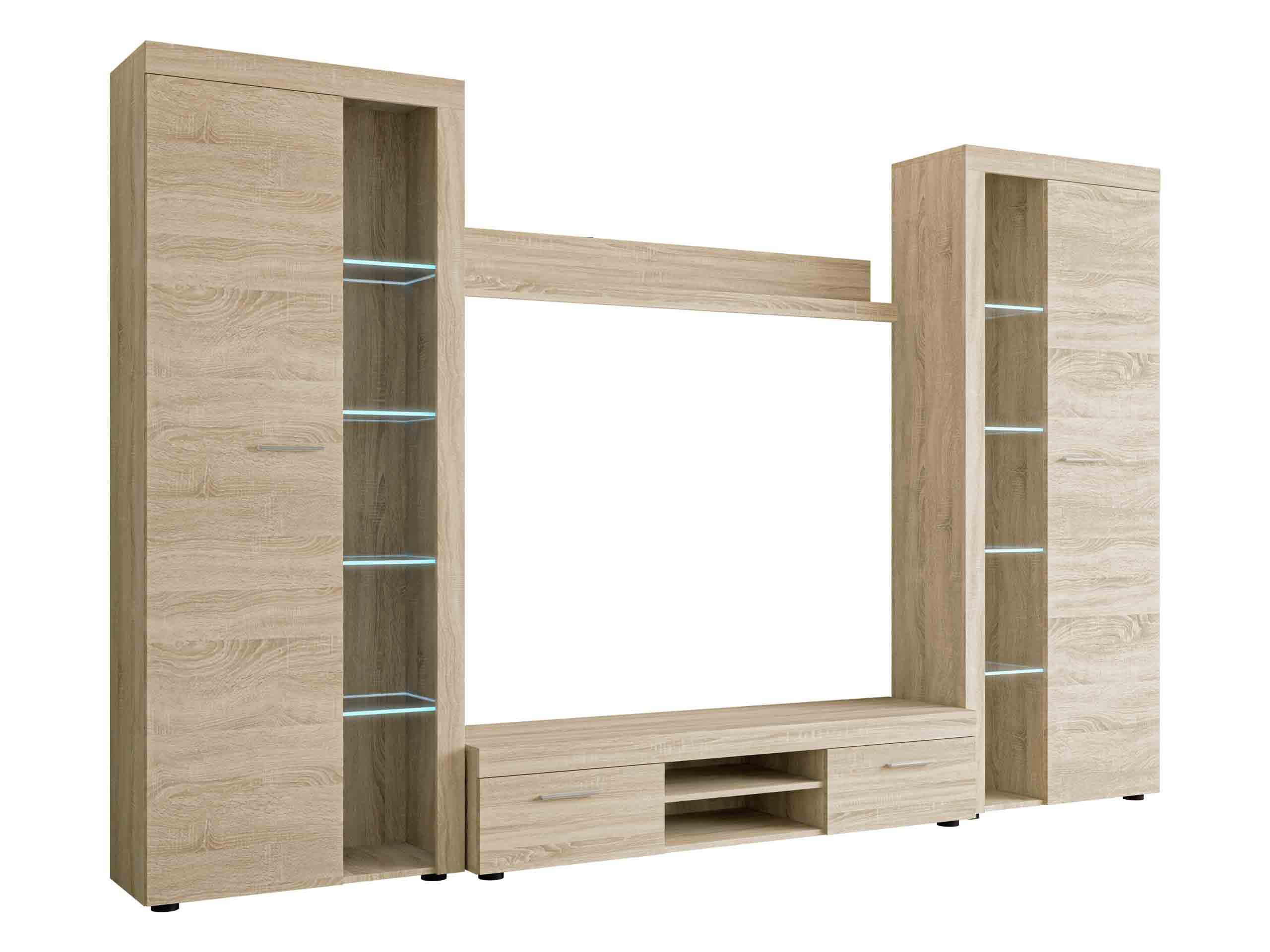 WOHNWAND Rumba XL mit LED Beleuchtung - Sonoma Eiche, Holzwerkstoff (300/190/40cm) - MIRJAN24