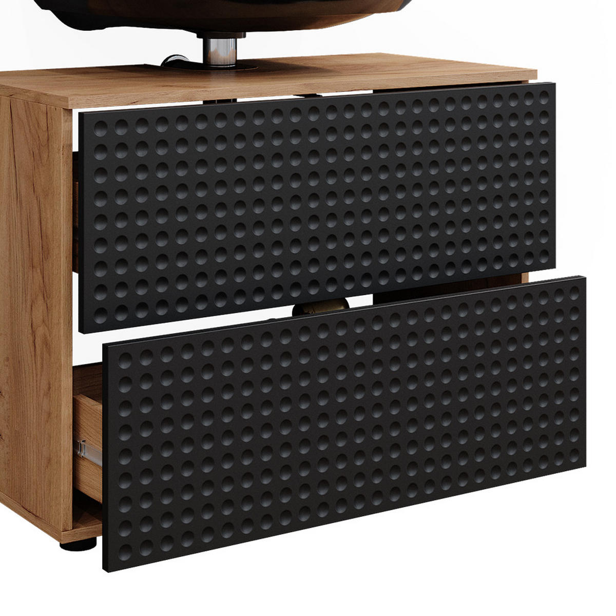 BADMÖBEL-SET Irma Anthrazit gepunktet 2 Teile - Honigeiche/Anthrazit, Holzwerkstoff (80/58.6/41cm) - Vicco