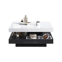 COUCHTISCH 70x70cm Weiß Schwarzes Gestell 360° Drehbar 2-stöckig Ablagefach - Weiß, Holz (82.55/80.65/15.24cm) - FLIEKS