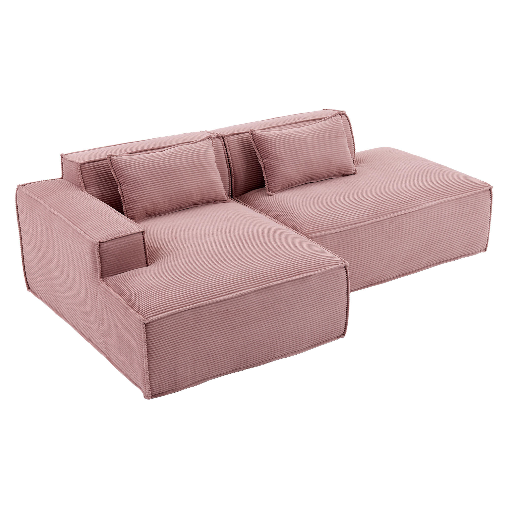 ECKSOFA DE-35208 mit 2 Kissen Hellrosa - Pink, Textil (129/235cm) - ComfortXL