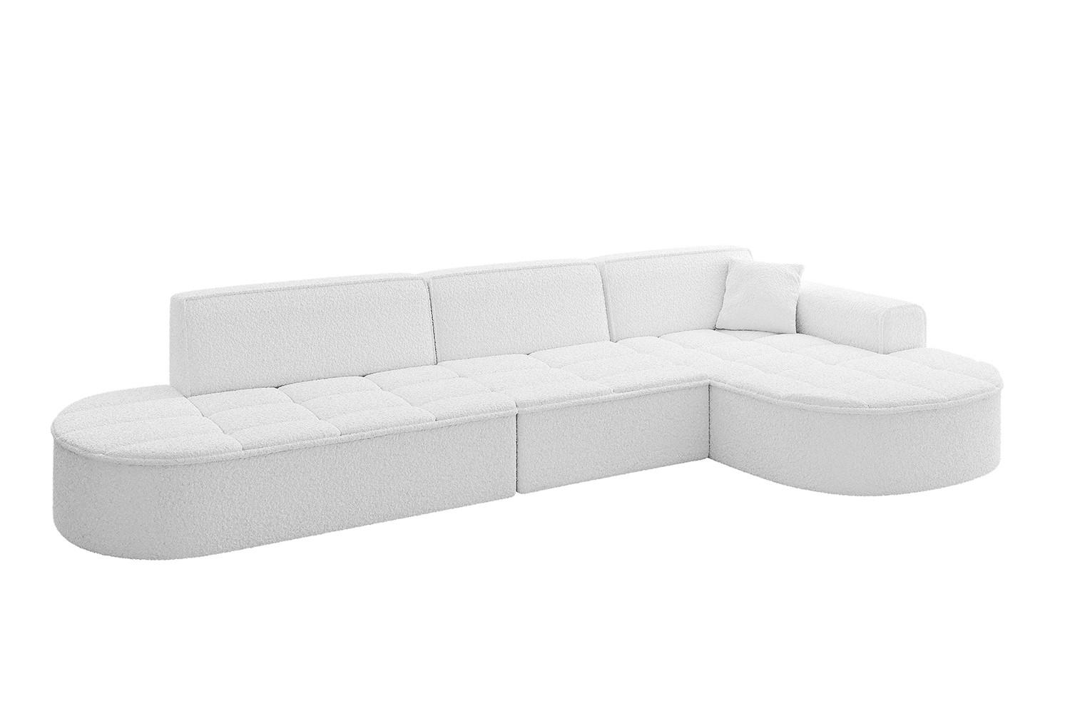 ECKSOFA Ottomane Rechts TARO-L2 - 328x171x79,5 cm Weiß - Weiß, Holzwerkstoff/Textil (328/171cm) - ALTDECOR