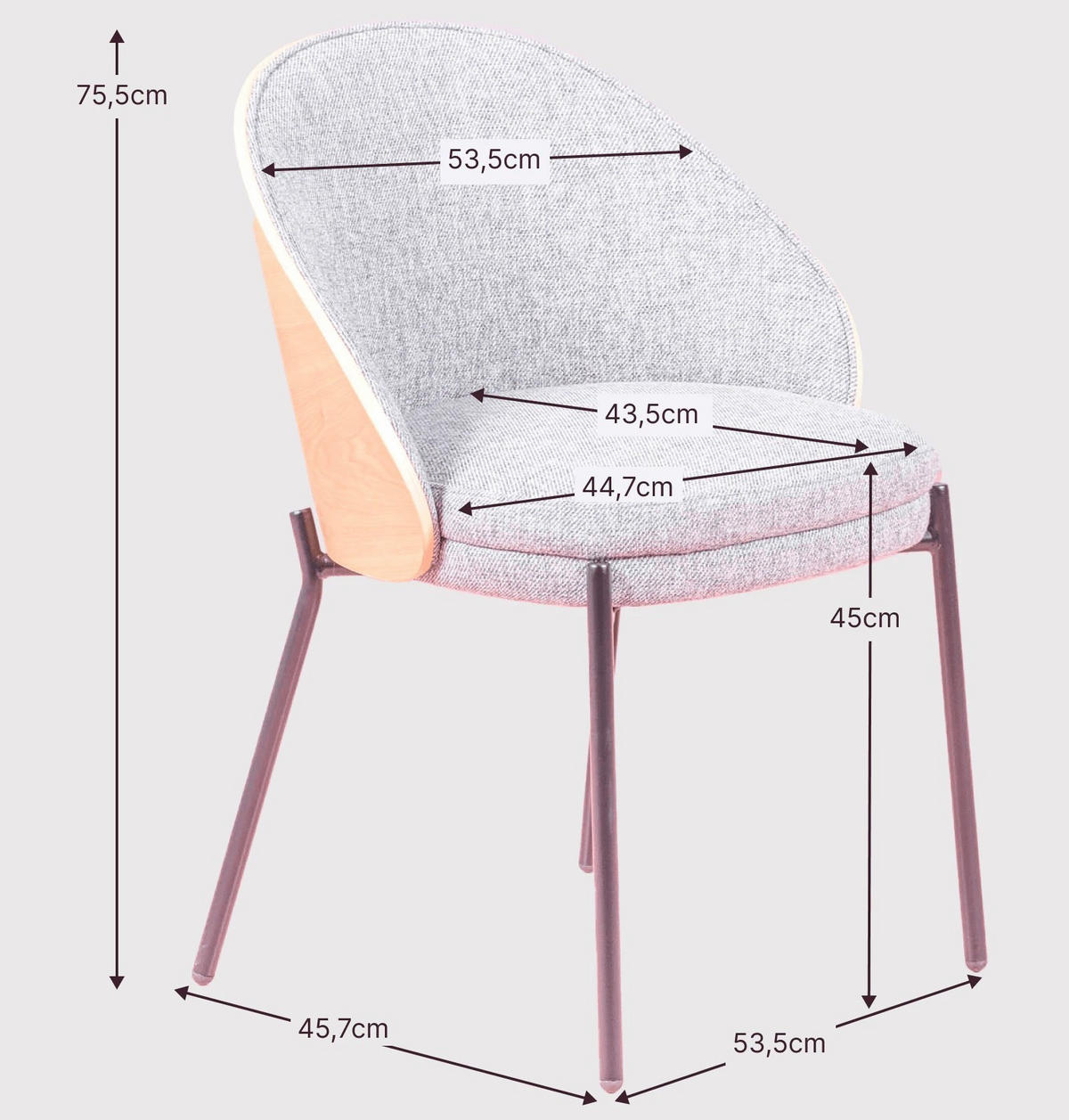 STUHL Holz Grau - Grau, Holz (54/76/46cm) - Nest Dream