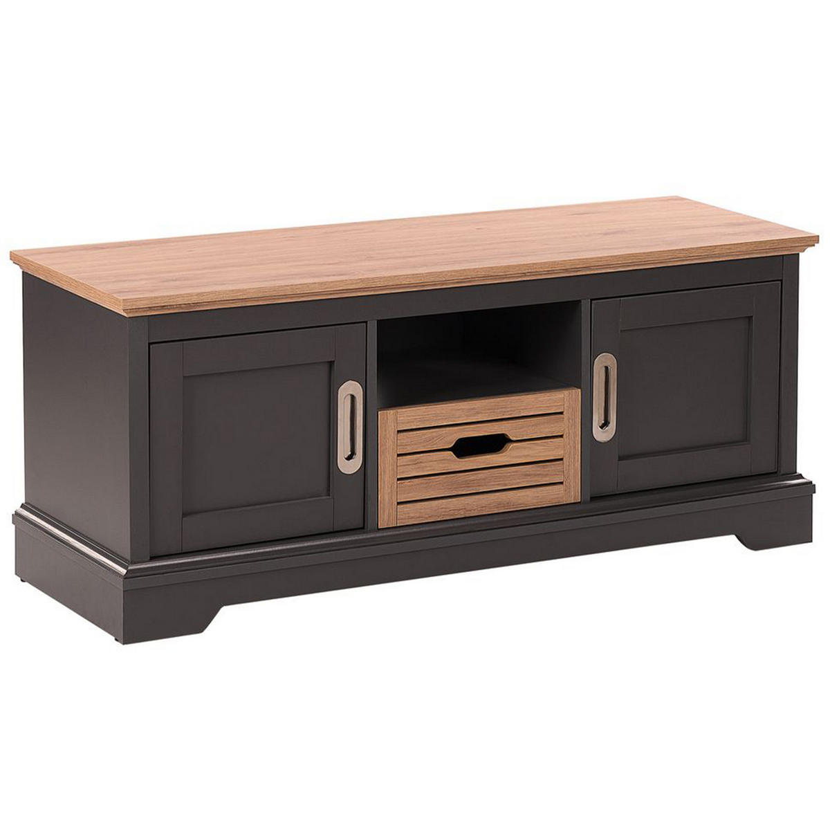 TV-MÖBEL Grau, Hellbraun, GARET 40/120/50 cm - Grau, Holzwerkstoff (120/50/40cm) - Beliani