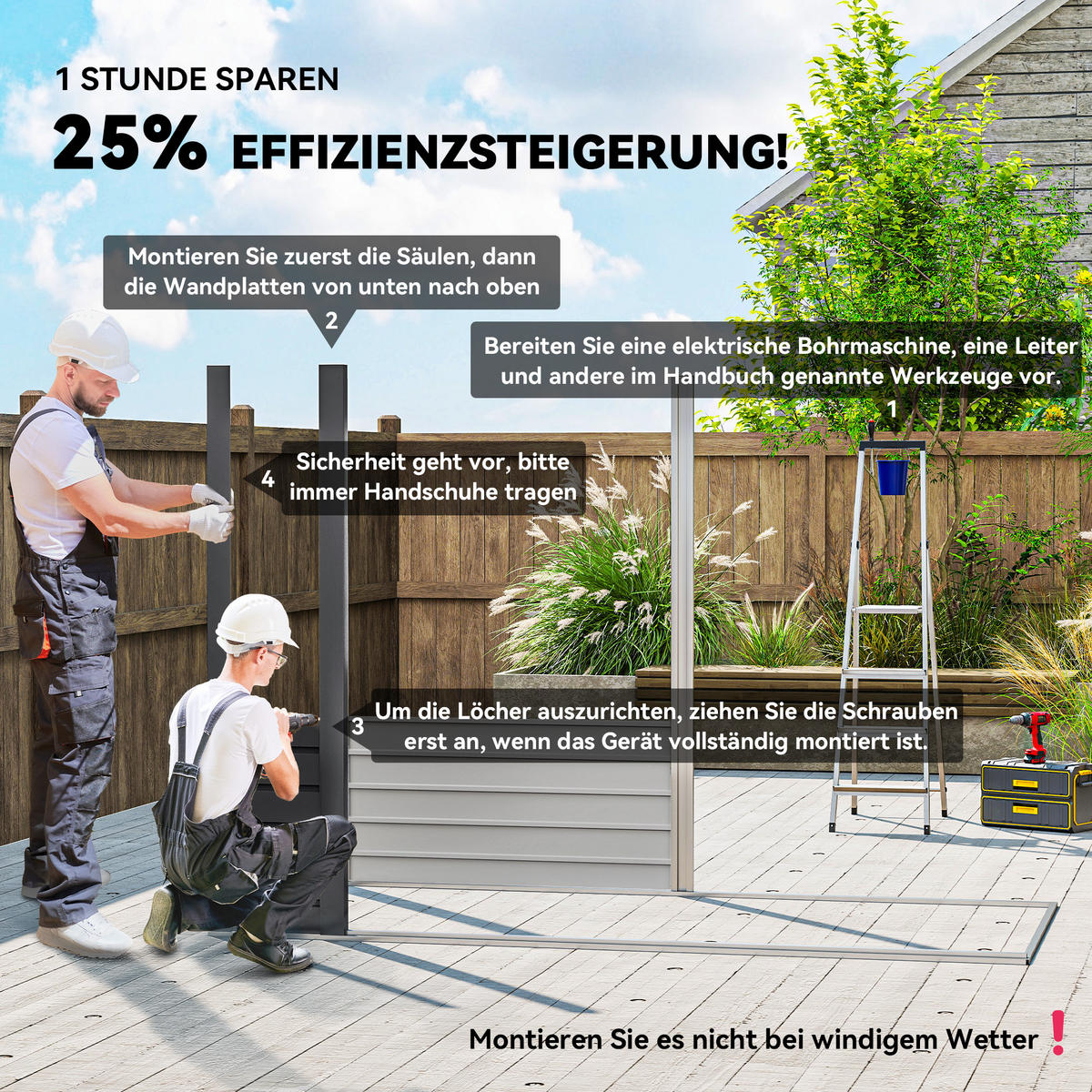 GERÄTEHAUS aus Stahl, 2,7 m² Geräteschuppen mit Doppeltür, Schloss, UV-Schutz - Grau, Metall (121/183/249cm) - Outsunny