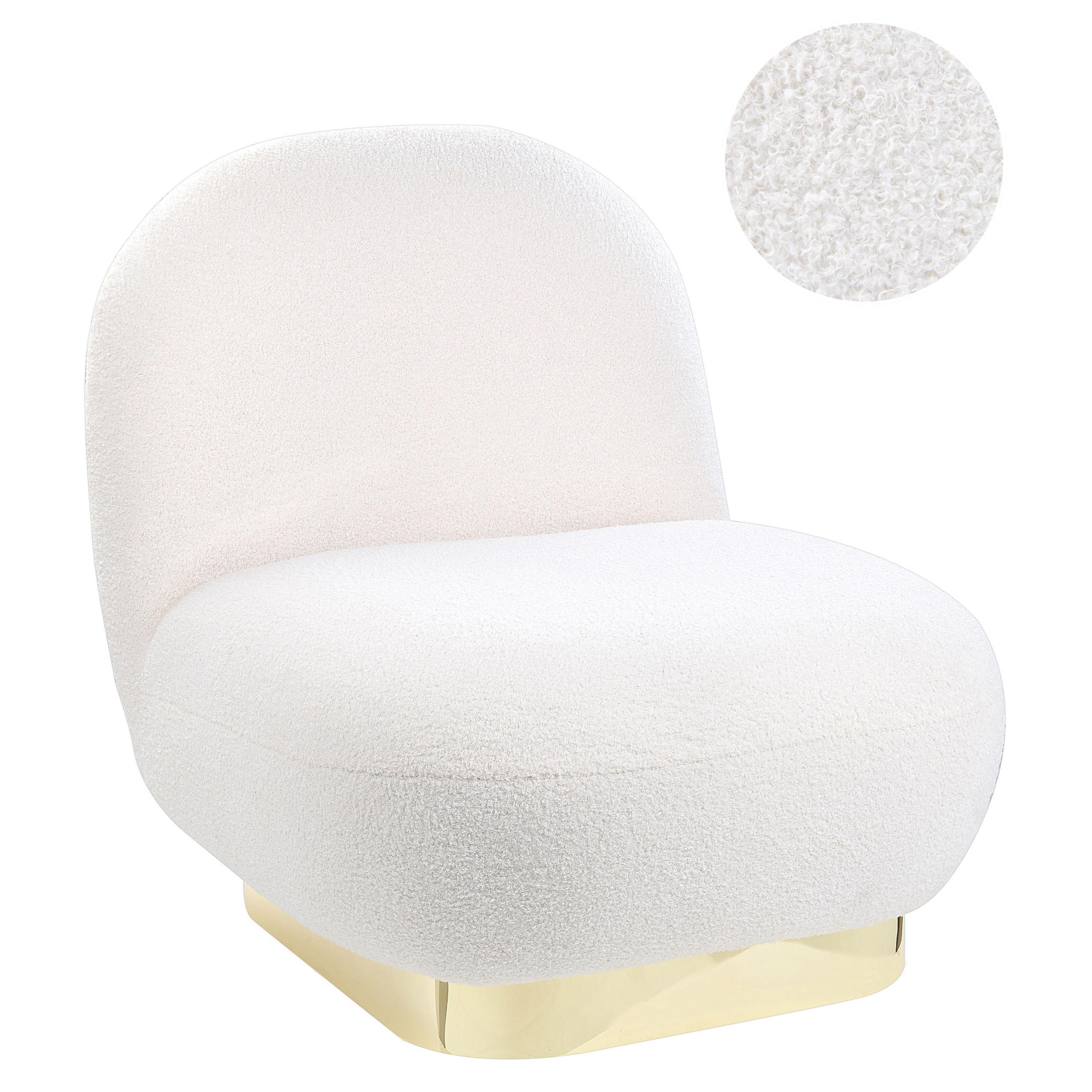 SESSEL Bouclé Weiß/Gold Loviisa - Goldfarben/Weiß, Textil (62/76/70cm) - Beliani