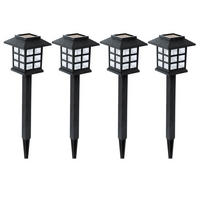 LED AUSSENLEUCHTE Solarleuchte Schwarz Laterne 4er Set - Schwarz, Kunststoff (8.5/8.5/38cm)