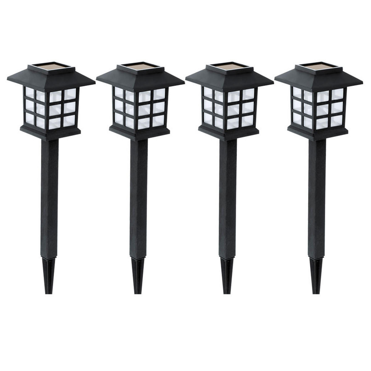 LED AUSSENLEUCHTE Solarleuchte Schwarz Laterne 4er Set - Schwarz, Kunststoff (8.5/8.5/38cm)