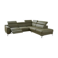 ECKSOFA Jardin Echtleder mit 1 x Relaxfunktion Olivgrün - Olivgrün, Leder/Metall (266/230cm)