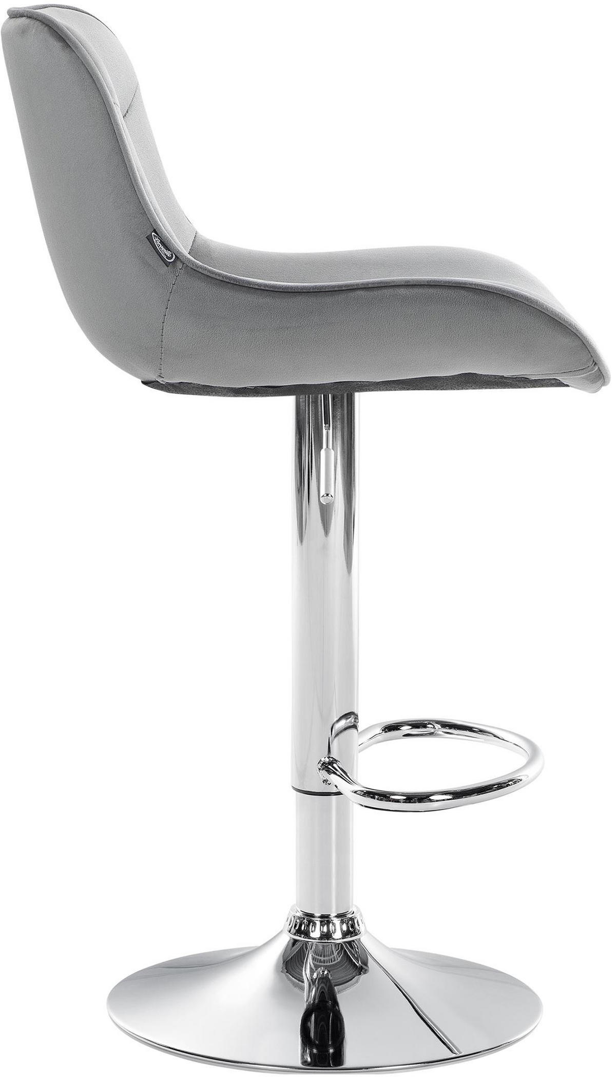 BARHOCKER 2er Set Samt grau - Chromfarben/Grau, Textil/Metall (49/85/51cm) - CLP