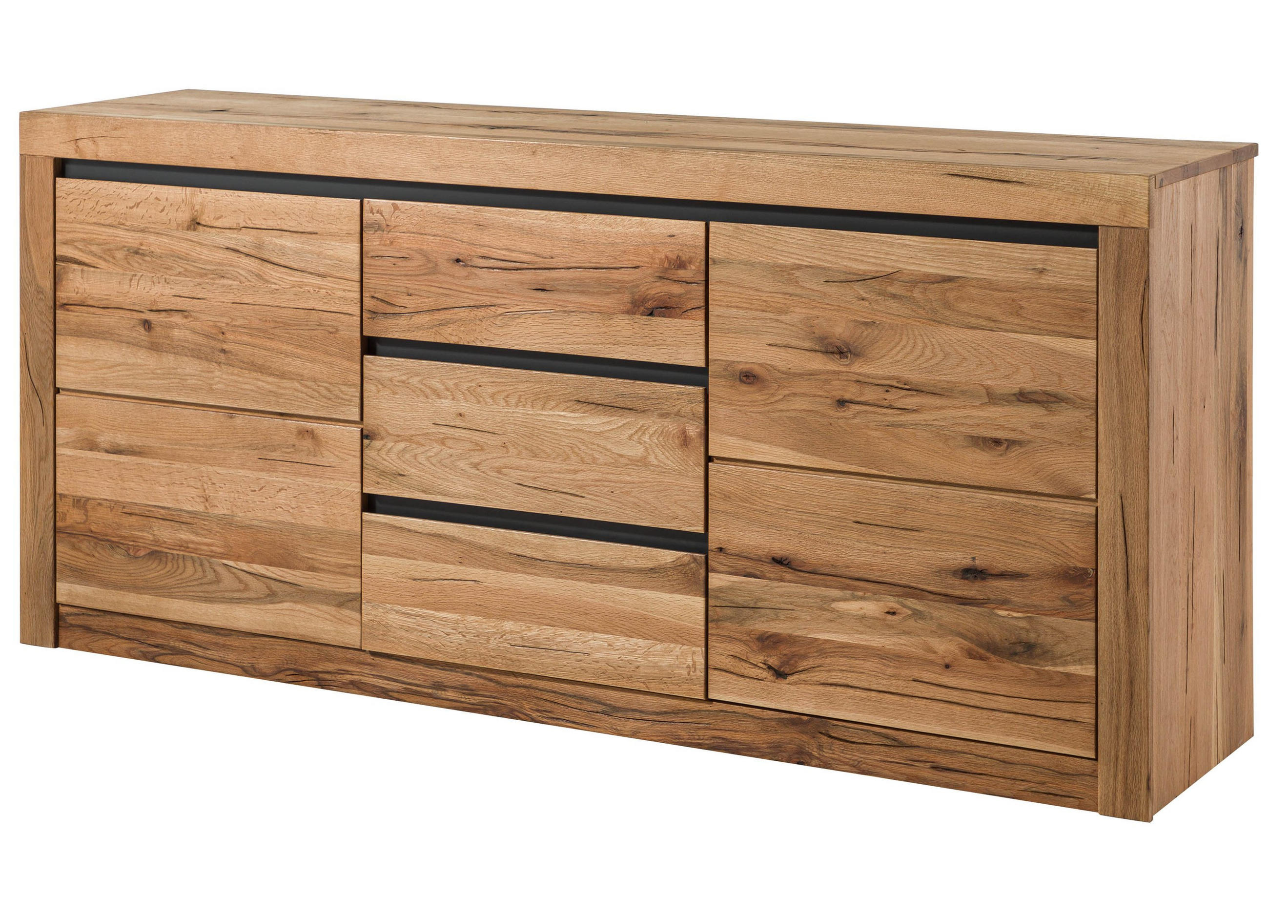 SIDEBOARD Wildeiche / Zerreiche 185x43x80 natur geölt MONTREUX #155 - Braun, Holz (185/80/43cm) - Massivmoebel24