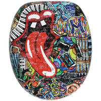 WC-SITZ mit Absenkautomatik Graffiti - Rot, Holzwerkstoff (38/6/47cm) - Sanilo