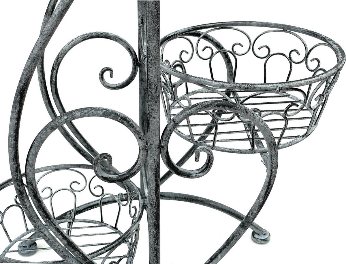 BLUMENTREPPE mit 3 Ablagen Metall Grau 75 cm 96011 - Grau, Metall (48.5/74.5/28.5cm) - DanDiBo