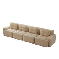 SOFA 4-Sitzer Modulares aus Cord mit rutschfester Basis, beige - Beige, Textil (104/69/382cm) - Luhomfu