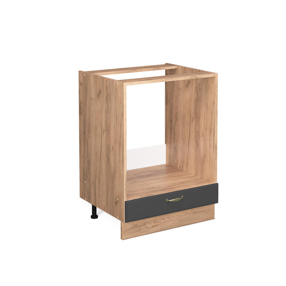HERDUMBAUSCHRANK Fame-Line Anthrazit-Gold 60 cm ohne AP - Anthrazit/Eiche Wotan, Holzwerkstoff (60/82/51.6cm) - Vicco