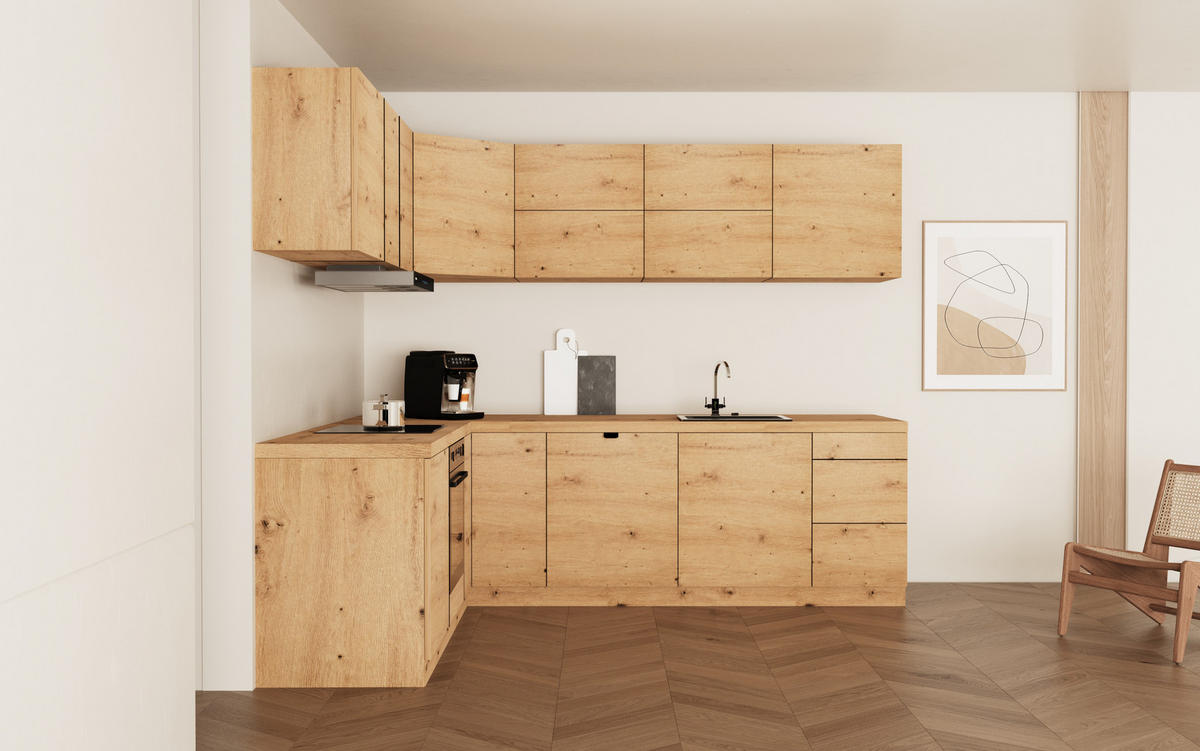 WINKELKÜCHE 240 cm x 200cm- Langen KL25-M240 - in Artisan Eiche - Eiche Artisan, Holz (440/212/52cm)