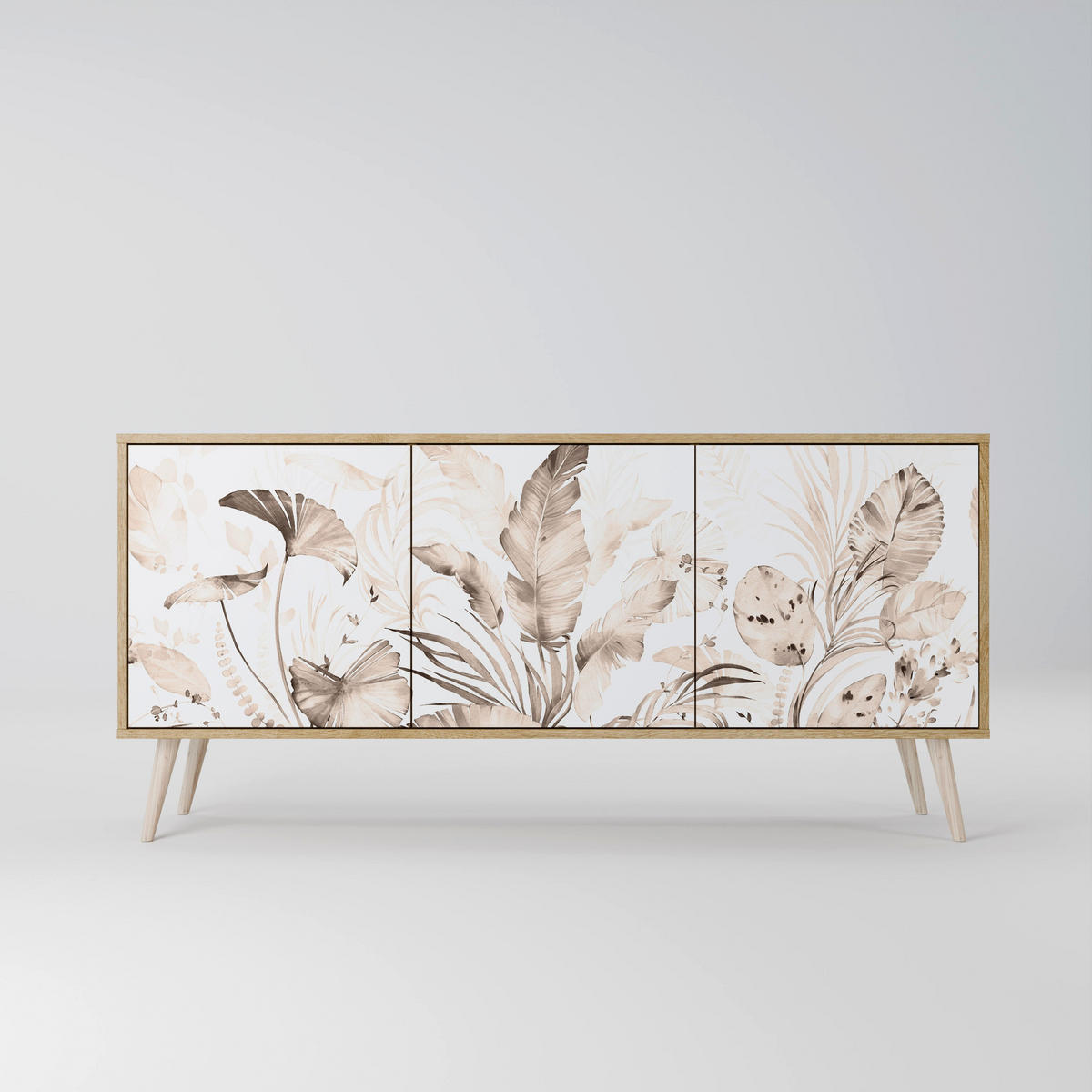 SIDEBOARD WILD TENDERNESS, Eicheneffekt, 164,5x42x77,5 cm, 3 Türen - Eichefarben/Buchefarben, Holzwerkstoff/Buchenholz (164.5/77.5/42cm) - SpaceRebels