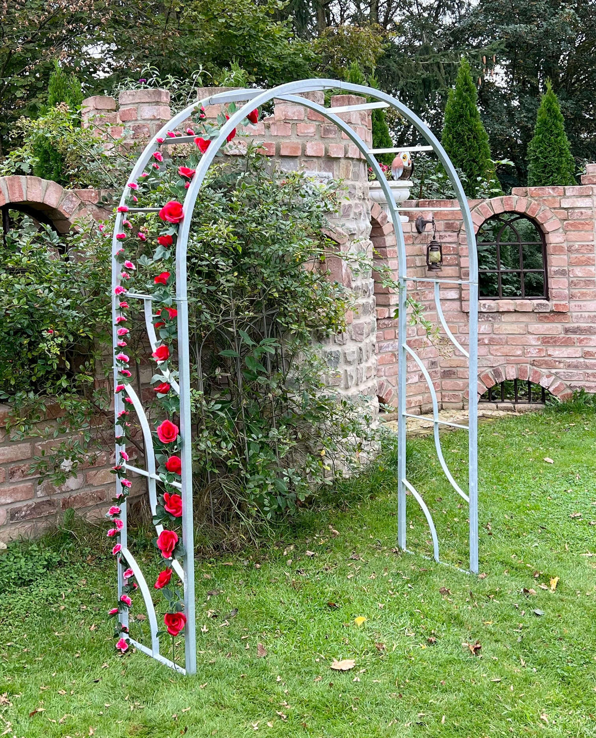 ROSENBOGEN Metall Verzinkt Massiv 150 cm Torbogen - Grau, Metall (150/196/40cm) - DanDiBo