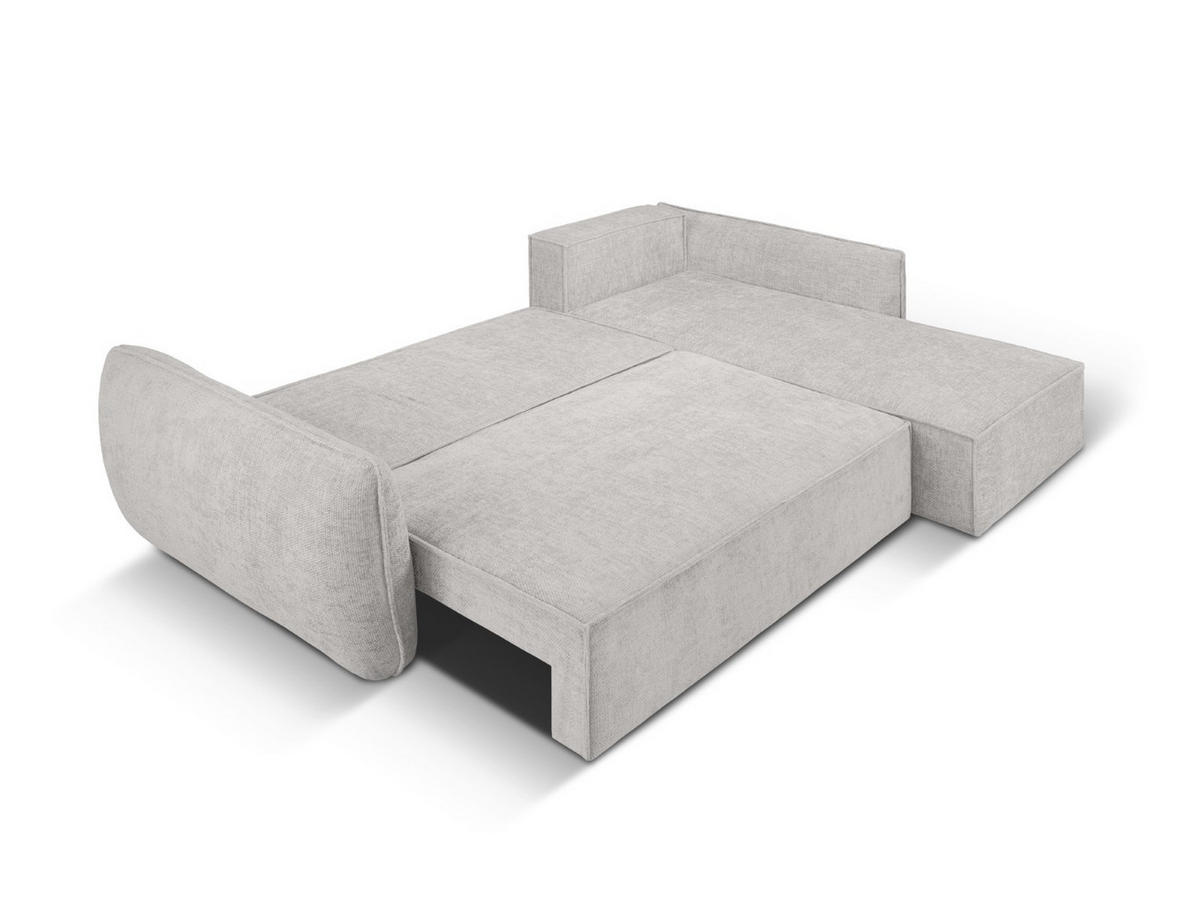 AUSKLAPPBARES-ECKSOFA rechts mit Container Kaelle aus Chenille-Stoff hellgrau 4 Sitzplätze - Hellgrau, Textil (165/252cm) - Micadoni