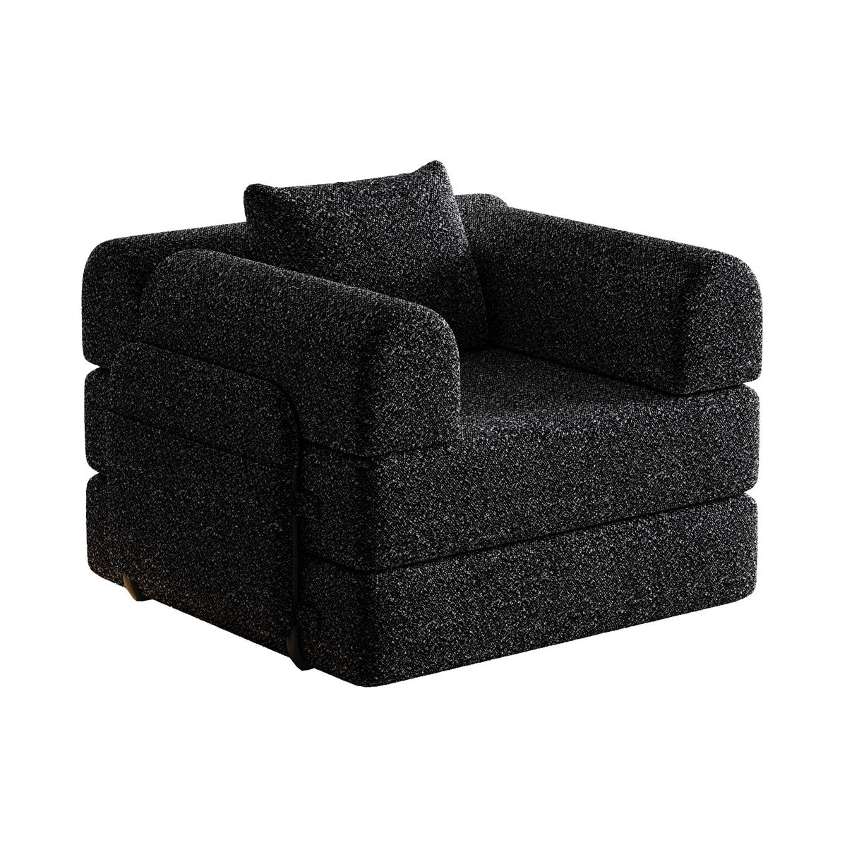 SCHLAFSOFA 2-in-1 in Schwarz – klappbar mit Armlehnen-Staufach und Chenillebezug - Schwarz, Textil (181.6/49.5/94cm) - BEAOK