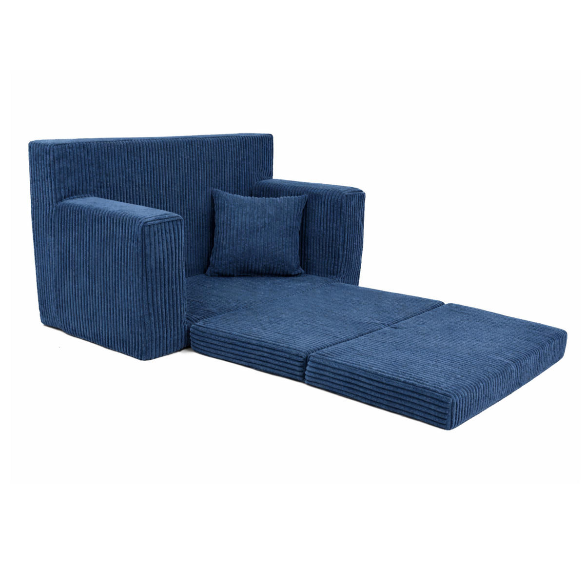 KINDERSOFA aus kuscheligem Cord in Navyblau - Dunkelblau, Textil (83/47/43cm) - Fortisline